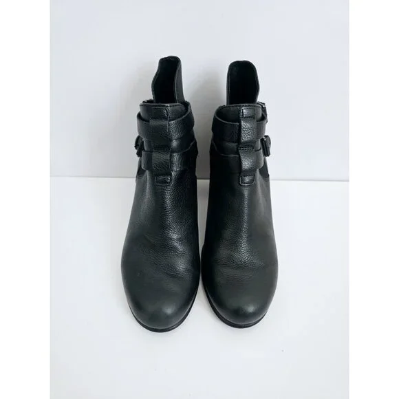 Ecco Touch 75 Double Buckle Ankle Boots Black Leather Booties Shoes 41 10 10.5 - Picture 4 of 10